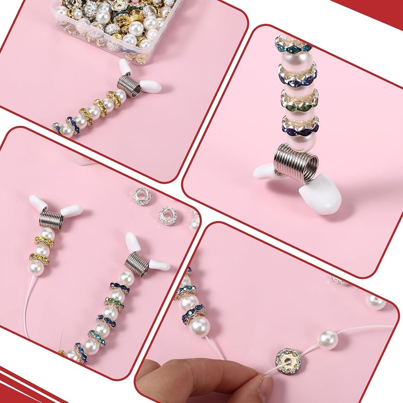 White 6pcs Bead Stoppers Spring Clips Anti Drop Jewelry Making Tool for Wire Threading - Image 3