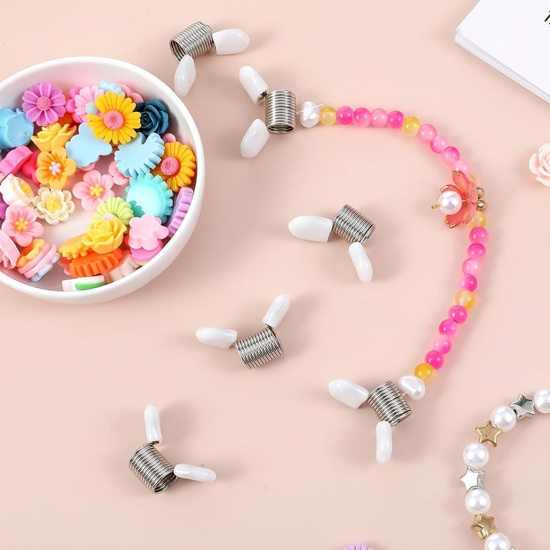 White 6pcs Bead Stoppers Spring Clips Anti Drop Jewelry Making Tool for Wire Threading - Image 5