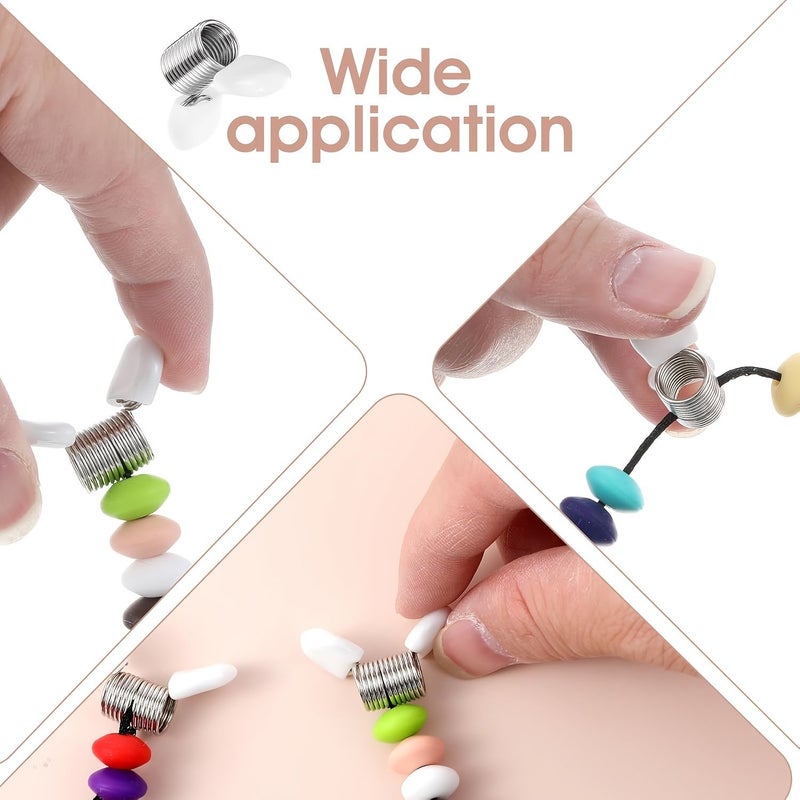 White 6pcs Bead Stoppers Spring Clips Anti Drop Jewelry Making Tool for Wire Threading - Image 2