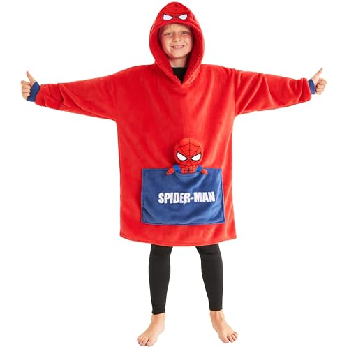 Marvel Spiderman Blanket Hoodie for Boys Teens with Attached Plushie Fleece Wearable Blanket Cozy Hooded Blanket Warm Loungewear Gifts for Boys - Image 1
