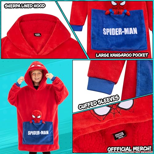 Marvel Spiderman Blanket Hoodie for Boys Teens with Attached Plushie Fleece Wearable Blanket Cozy Hooded Blanket Warm Loungewear Gifts for Boys - Image 3