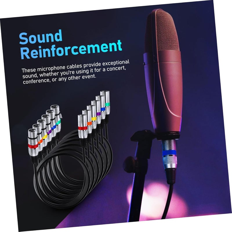 Toyvian 6 Pack Color Coded Balanced XLR Microphone Cable Male to Female for Studio Live Sound - Image 3