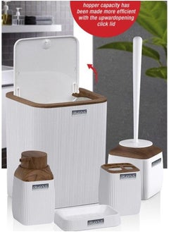 Generic Okyanus Diva Bathroom Set 5 Piece Acrylic Wooden Lid -White  - Image 2