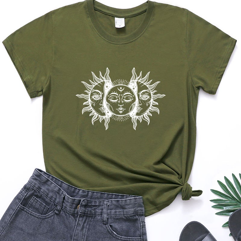 Helios Art Printed in stock Crewneck T-Shirt Cross-border plus size European and American Men's and Women's Trendy Short Sleeve - Image 1