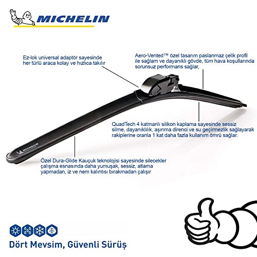 MICHELIN Flat Wiper Blade MULTI-FIT 19"inch,Single pc with Adaptors for All Japanese & European CAR's & SUV's - Image 5