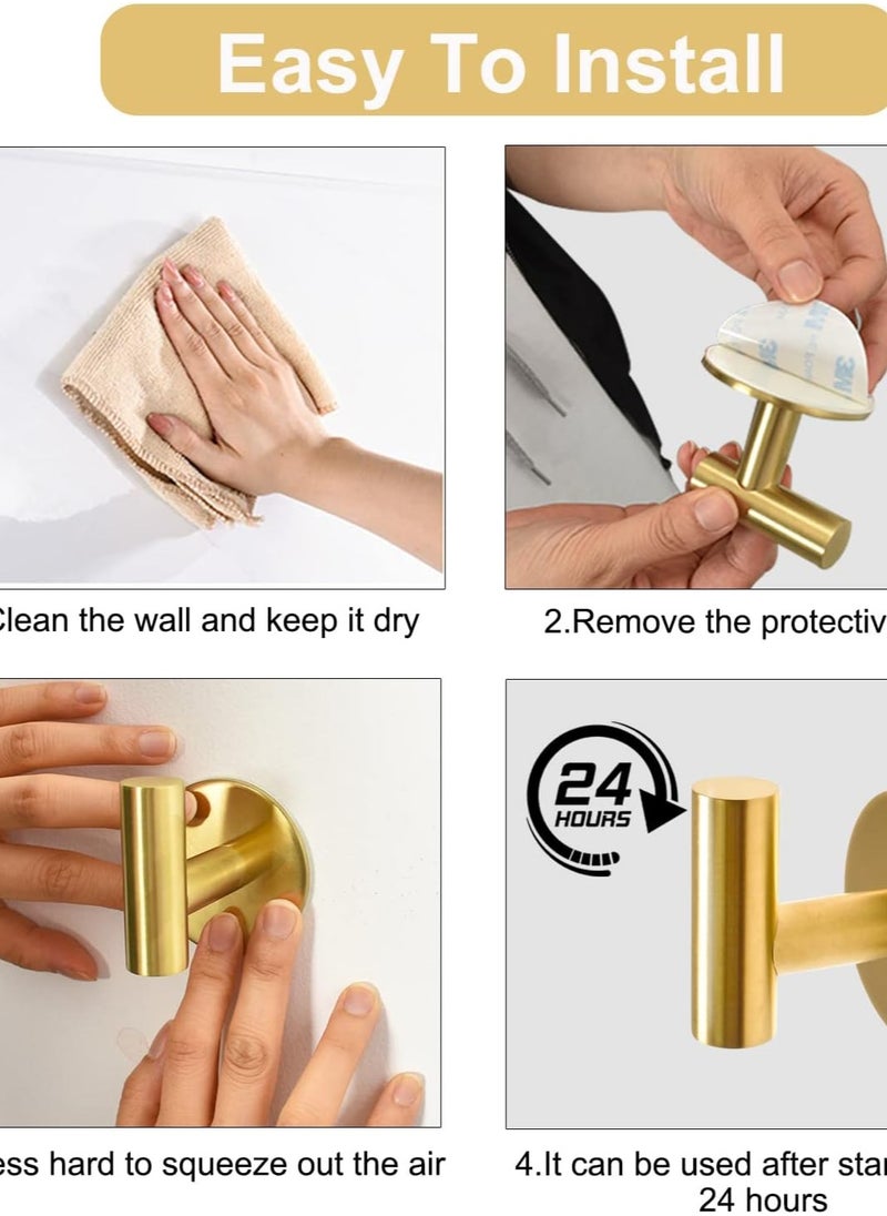 CityRiya-Long - Adhesive Hooks Heavy Duty Wall Hooks Towel Hooks Stainless Steel Adhesive Coat Hooks Self Adhesive Holders for Bathroom Door Hanging Clothes Robes Bags - Image 1