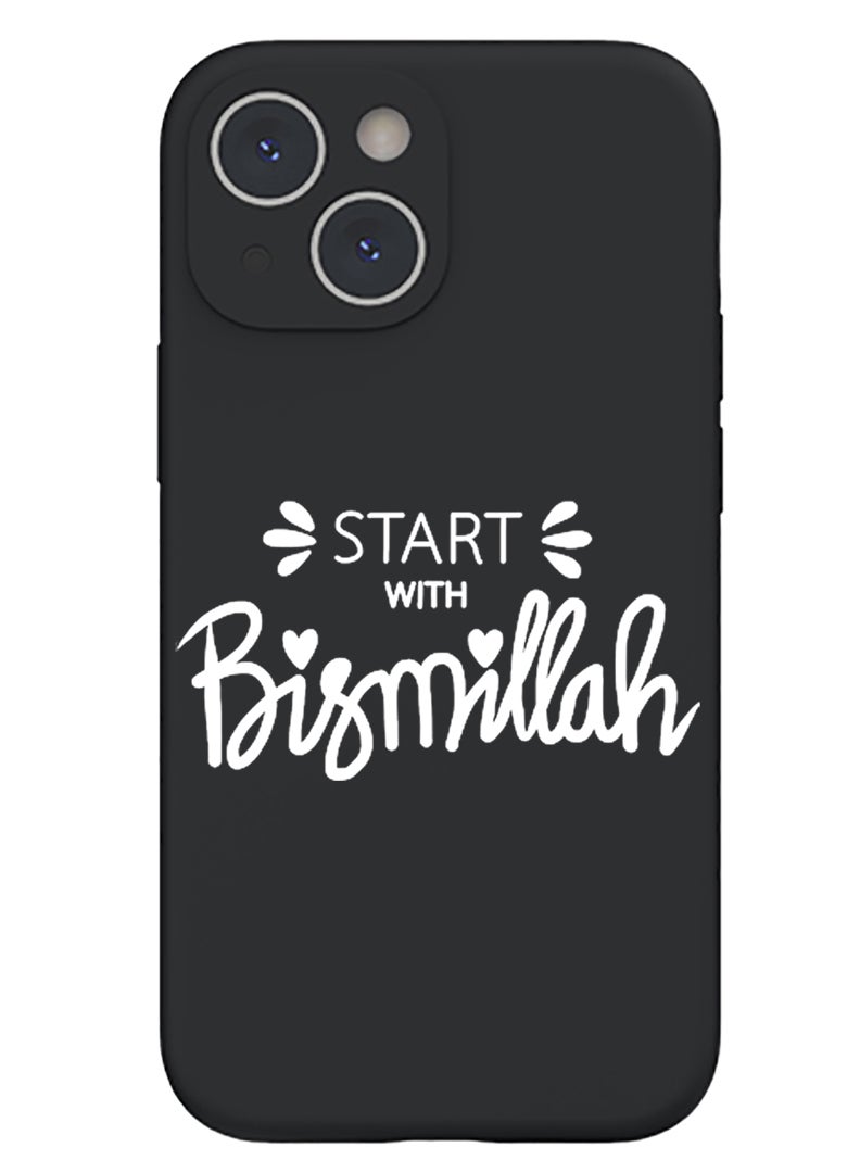 Theodor Protective Slim Fit Case Liquid Silicone Cover with Full Body Protection Anti-Scratch Shockproof Case For iPhone 15 Black  - Surf waves chill beach black copy - Image 1