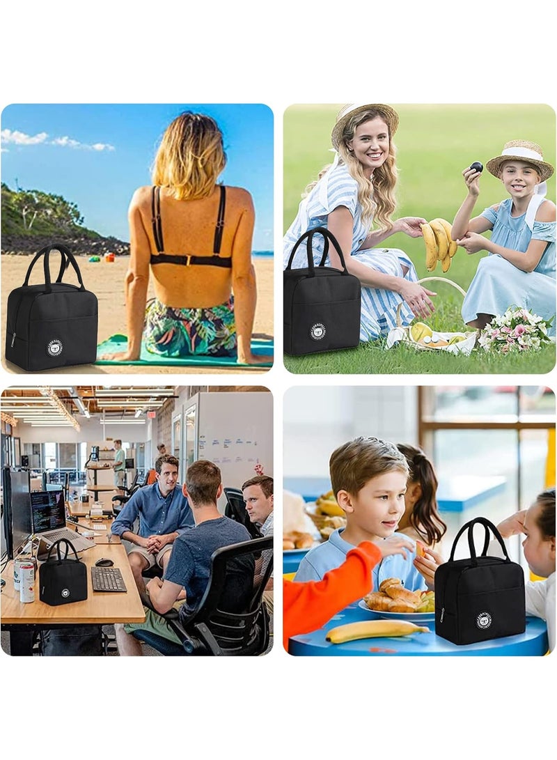 MunKan Insulated Lunch Bag Large Capacity Polyester Handbag - Leakproof Cooler Bag - Reusable Lunch Box for Student,Girl, Boy, Men, Women, Outdoor, Office, Picnic ( Black ) - Image 2