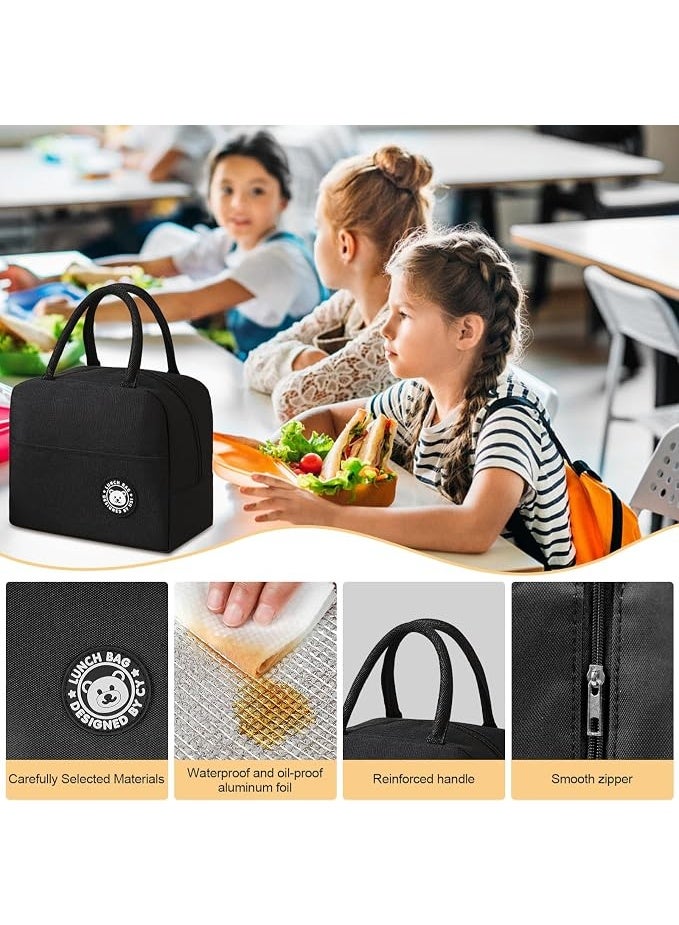 MunKan Insulated Lunch Bag Large Capacity Polyester Handbag - Leakproof Cooler Bag - Reusable Lunch Box for Student,Girl, Boy, Men, Women, Outdoor, Office, Picnic ( Black ) - Image 3