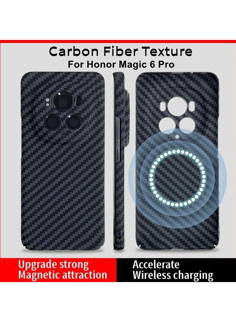 Honor Magic 6 Pro Case, Carbon Fiber Pattern Slim Hard PC Case 【Compatible with Mag-Safe】 Matte Magnetic Cover for Honor Magic 6 Pro - Image 3