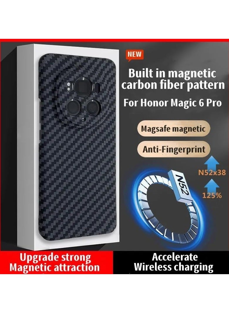Honor Magic 6 Pro Case, Carbon Fiber Pattern Slim Hard PC Case 【Compatible with Mag-Safe】 Matte Magnetic Cover for Honor Magic 6 Pro - Image 2