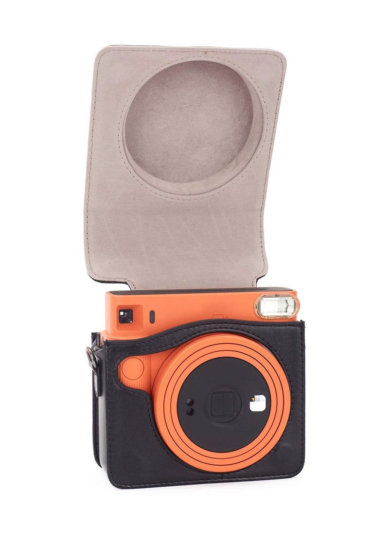 KASTWAVE - KASTWAVE Square SQ1 Case - Protective Case for Fujifilm Instax Square SQ1 Instant Camera - PU Leather Cover with Adjustable Shoulder Strap - Black - Image 1