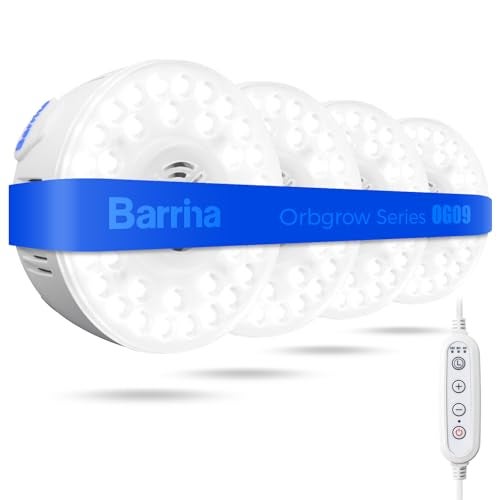Barrina Orbgrow OG09 Puck Grow Light, 5000K 36W(4 x 9W, 540 Watt Equiv), Full Spectrum Plant Light for Indoor Plants, Magnetic & Linkable with Timer, 5 Levels Dimmable for Plant Shelf, 4 Packs - Image 1
