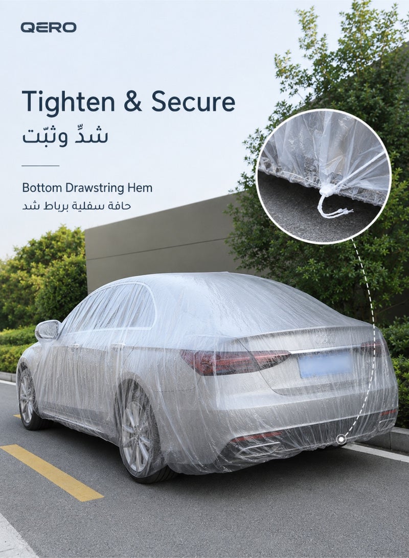 كيورو QERO غطاء سيارة شفاف من البولي إيثيلين بمقاس 6.6 × 3.8 متر للسيارات السيدان الكبيرة وسيارات SUV الصغيرة، غطاء خفيف لكامل الهيكل مع حبل شد سفلي، قطعة واحدة - Image 5