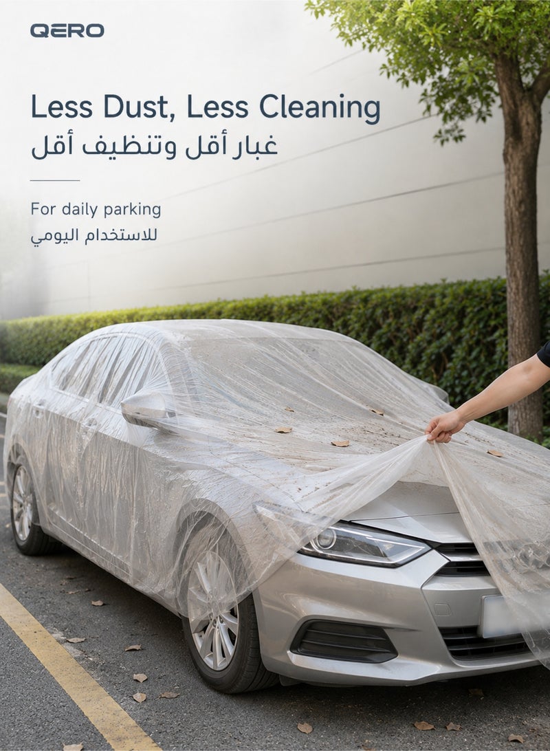 كيورو QERO غطاء سيارة شفاف من البولي إيثيلين بمقاس 6.6 × 3.8 متر للسيارات السيدان الكبيرة وسيارات SUV الصغيرة، غطاء خفيف لكامل الهيكل مع حبل شد سفلي، قطعة واحدة - Image 2