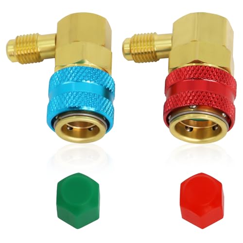 Ketofa 134a Quick Coupler, AC R134a Adapter Fittings Quick Connector, 1/4" SAE Male Flare High/Low A/C Freon Manifold Gauge Hose Conversion Kit - Image 1