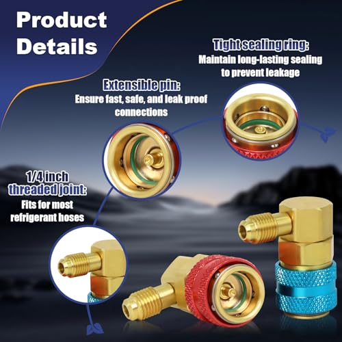 Ketofa 134a Quick Coupler, AC R134a Adapter Fittings Quick Connector, 1/4" SAE Male Flare High/Low A/C Freon Manifold Gauge Hose Conversion Kit - Image 4
