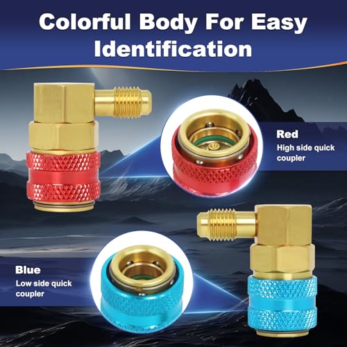Ketofa 134a Quick Coupler, AC R134a Adapter Fittings Quick Connector, 1/4" SAE Male Flare High/Low A/C Freon Manifold Gauge Hose Conversion Kit - Image 3