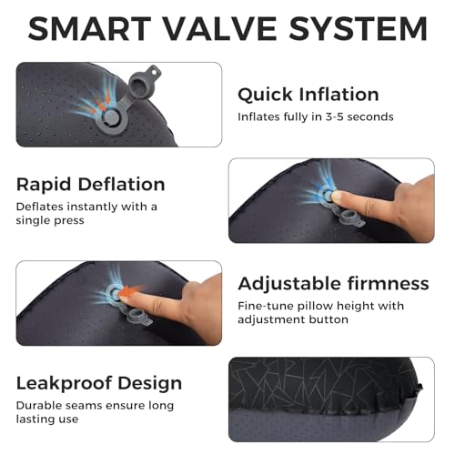 ATEPA Ultralight 90g Inflatable Backpacking Pillow, Tiny Packable Hiking Pillow, Compact Waterproof Air Pillow for Camping Travel, Ergonomic Neck Support, Leak-Proof Valve, Black - Image 4