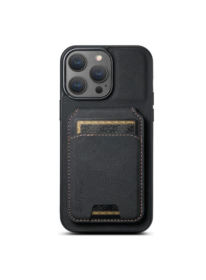 Suteni Case For iPhone 13 Pro Max H02 Litchi Leather Card Wallet Stand Back Phone Case - Image 1