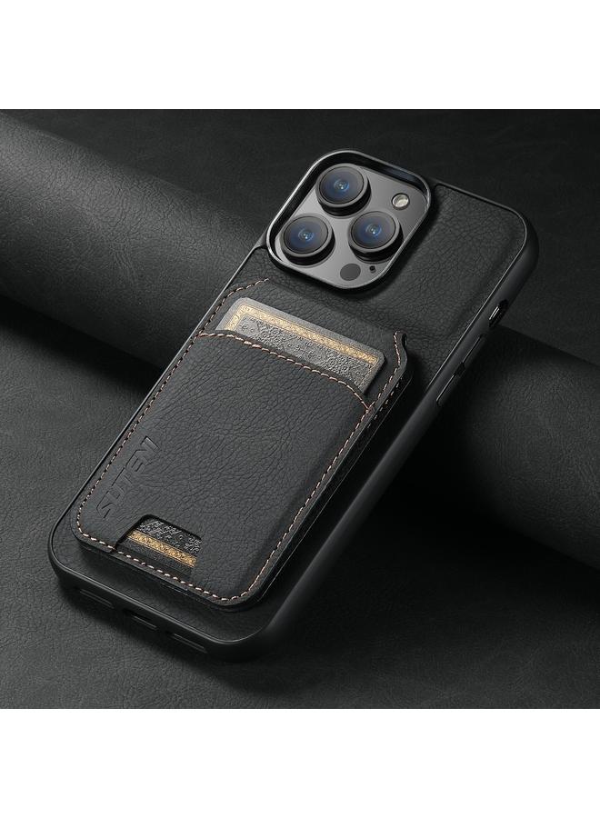 Suteni Case For iPhone 13 Pro Max H02 Litchi Leather Card Wallet Stand Back Phone Case - Image 2