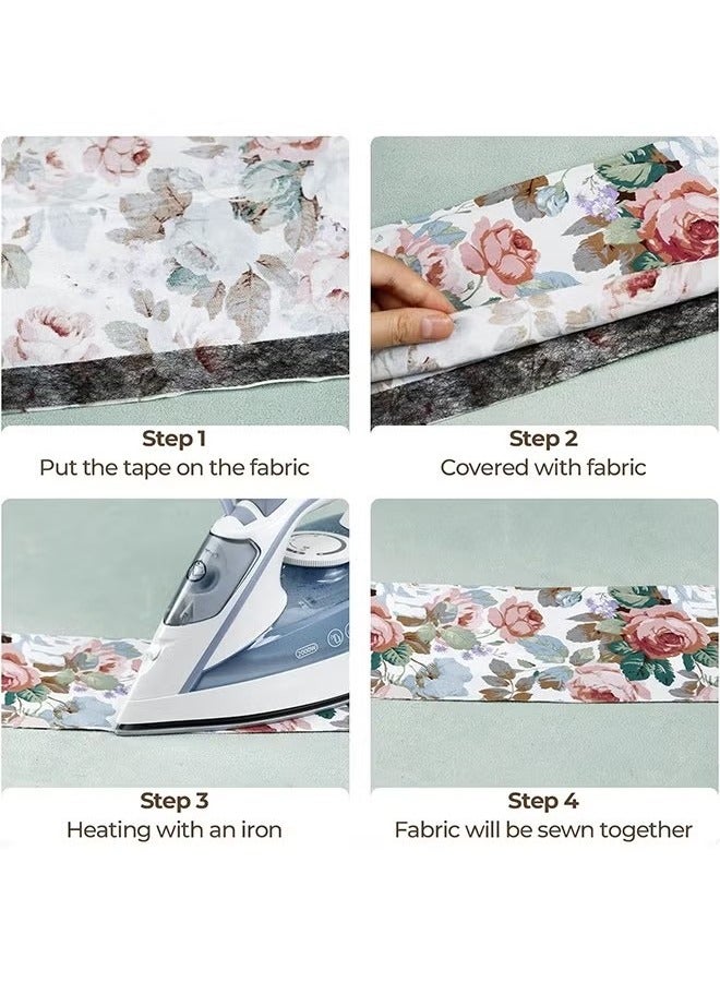 ZVEV 4-Roll Double Sticky Iron-On Fabric Tape, White Iron-On Fabric Tape Heavy Duty Fusible Adhesive Hemming Strip to Repair Curtains Clothes Pants Pillow Case, No Sewing (0.78-inch, 50M) - Image 4