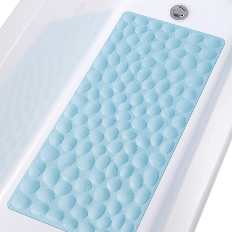 NonSlip Bathtub Mat OTHWAY Soft Rubber Bathroom Bathmat with Strong Suction Cups Lake Blue 16x315 inch