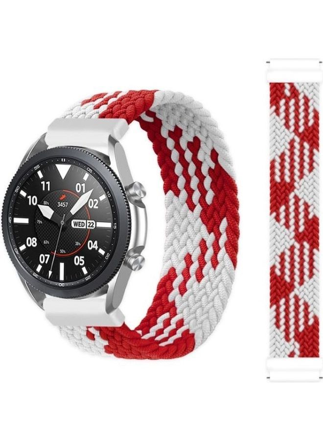 NIBEMINENT Adjustable Nylon Braided Elasticity Replacement Strap Watchband For Samsung Galaxy Watch 3 41mm Red/White - Image 1