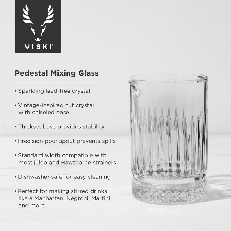Viski Pedestal Crystal Cocktail Mixing Glass Perfect for Manhattan, Martini, Old Fashioned, Whiskey Sour, Negroni, Bartender Tools, Bartending Supplies, Home Bar Accessories, 23 oz, Set of 1 - Image 2