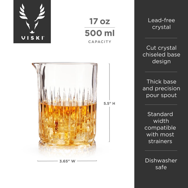 Viski Pedestal Crystal Cocktail Mixing Glass Perfect for Manhattan, Martini, Old Fashioned, Whiskey Sour, Negroni, Bartender Tools, Bartending Supplies, Home Bar Accessories, 23 oz, Set of 1 - Image 3