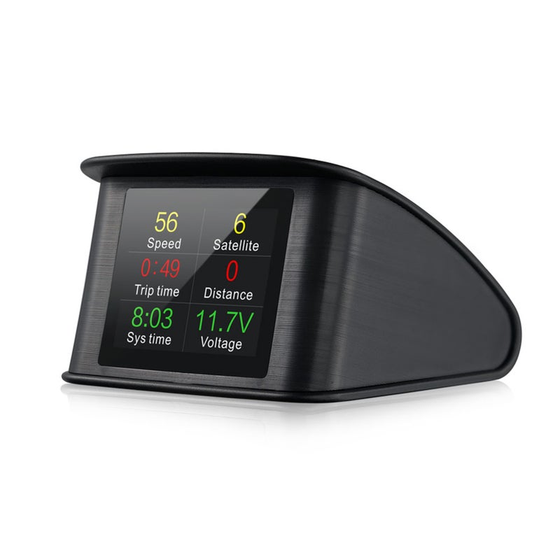 شاشة عرض رأسية ذكية (Smart HUD)، شاشة عرض رأسية GPS عالمية مقاس 2.2 بوصة تعرض السرعة والارتفاع والجهد والساعة وغيرها مع إنذار بسرعة مفرطة وإنذار بالجهد - Image 1