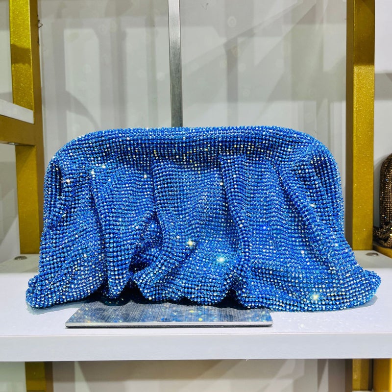 New Rhinestone Clutch Cloud Bag Women'S Fashion Chain Clip Wallet Evening Bag Shoulder Crossbody Bag - Image 3