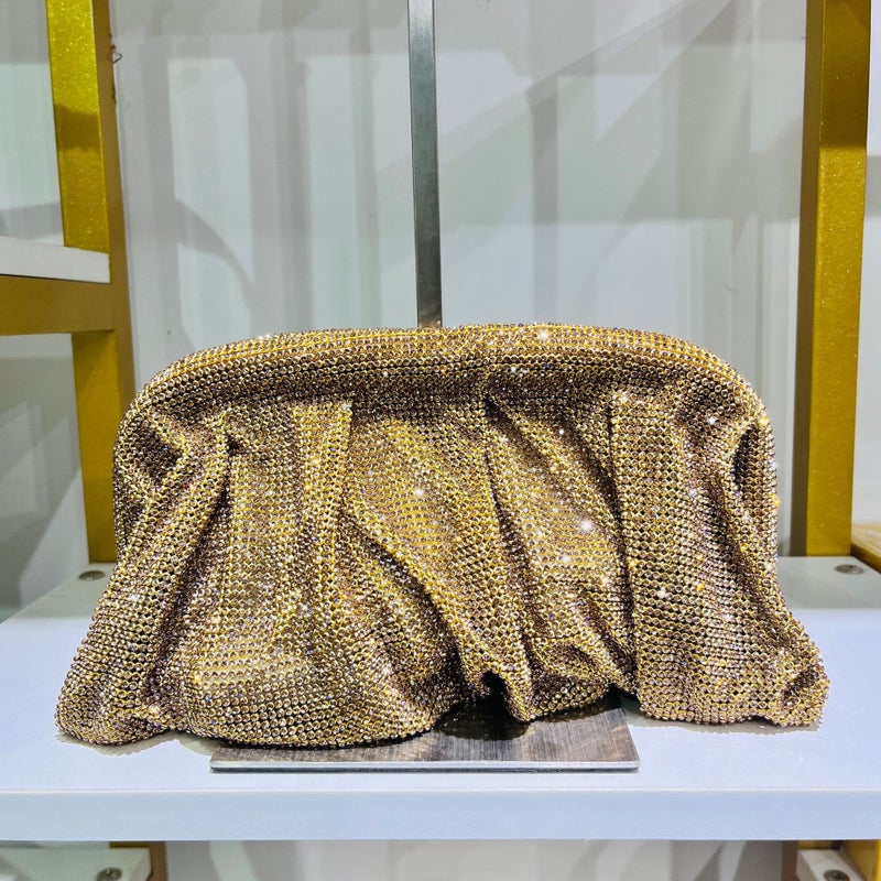 New Rhinestone Clutch Cloud Bag Women'S Fashion Chain Clip Wallet Evening Bag Shoulder Crossbody Bag - Image 5