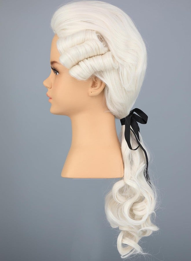 morvally Kids Colonial Judge Wig and Glasses 18th Century Costume Blonde Powered Hair Wig for Children Halloween Costume Cosplay (Beige) - Image 5