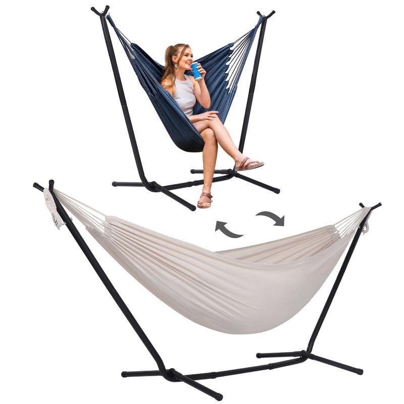 SUNCREAT 2in1 Hammocks Convertible Portable Double Hammock with Stand Outdoor Hammock with Stand Included Patent Pending Natural