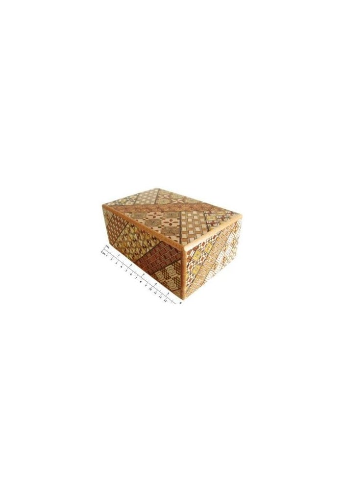 Japanese Puzzle Boxes Japanese Puzzle Box - Yosegi Pattern, 5 Sun, 10 Steps, Handcrafted Wooden Puzzle - Image 1