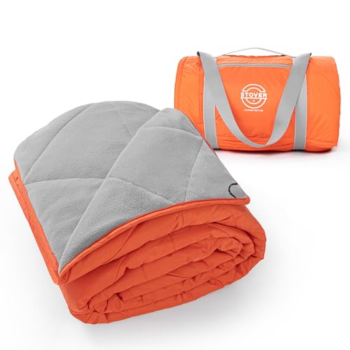 STOVER Large Waterproof Outdoor Stadium Blanket- Extra Thick Soft Fleece Camping Blanket for Travel, Picnics, Sports, Dogs- 79"x55" Warm, Windproof, Sand-proof, Lightweight, Packable (Game Day Orange) - Image 1