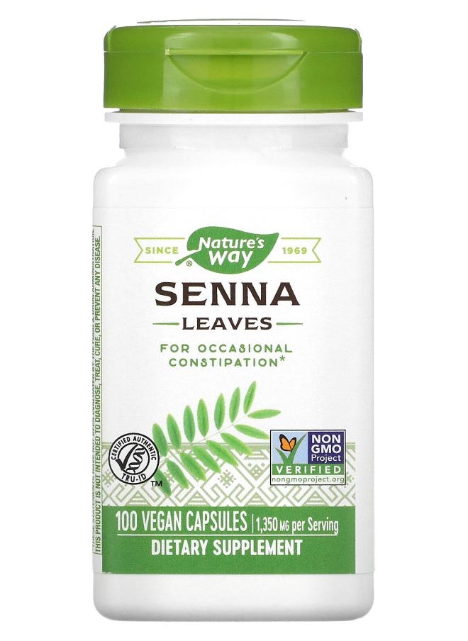 Nature's Senna Leaves 1350 mg 100 Vegan Capsules (450 mg per Capsule) 