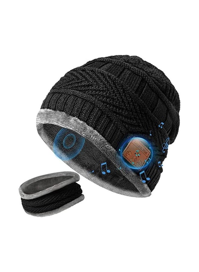 Bluetooth Beanie Hat With Scarf Bluetooth Rechargeable Knit Cap With Wireless Hands Free Head Hat Winter Running Tool For Men And Women  - Image 1