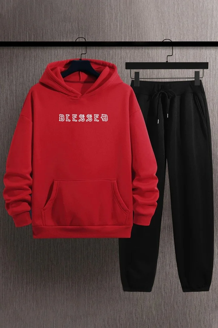 ONLYTRENDWEAR Unisex Blesseb Printed Tracksuit Set S.m. Red