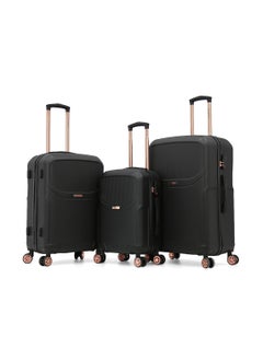 GIORDANO Hardshell Luggage Trolley Bag 3 Pieces Set,Black (S-20",M-24",L-28")  - Image 1