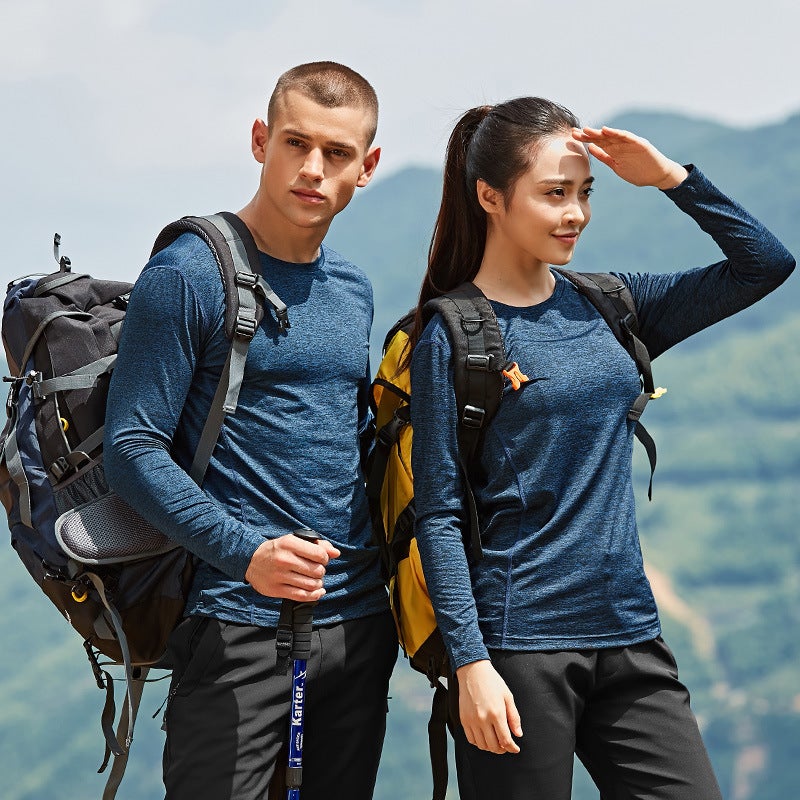 Thin long-sleeved quick-drying T-shirt men''s outdoor couple Sports running breathable quick-drying clothes women''s factory printed logo - Image 3