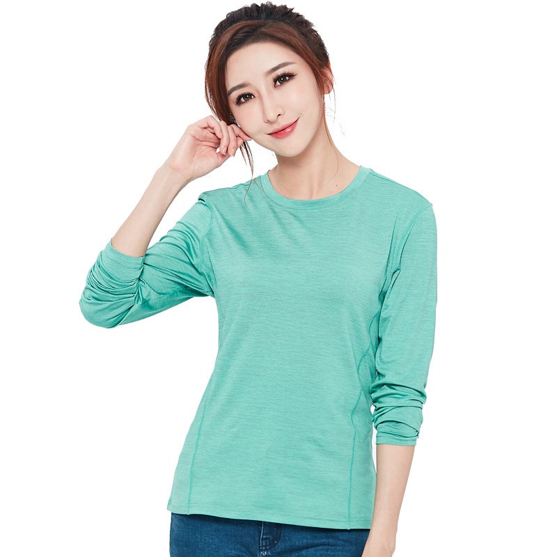 Thin long-sleeved quick-drying T-shirt men''s outdoor couple Sports running breathable quick-drying clothes women''s factory printed logo - Image 1