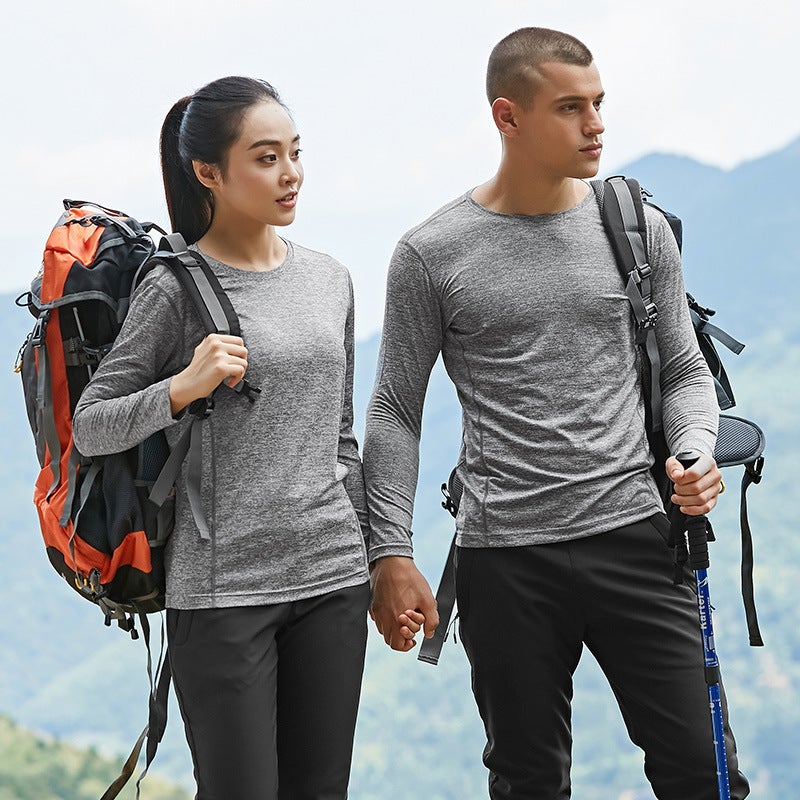 Thin long-sleeved quick-drying T-shirt men''s outdoor couple Sports running breathable quick-drying clothes women''s factory printed logo - Image 5