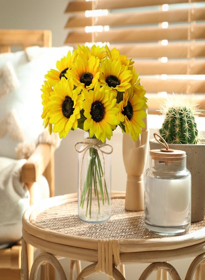 Leftover Faux Flowers in Vase,Artificial Sunflower Bouquets in Vase,Silk Fake Flowers with Vase,Table Centerpieces for Dining Room - Image 3