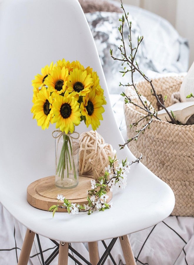 Leftover Faux Flowers in Vase,Artificial Sunflower Bouquets in Vase,Silk Fake Flowers with Vase,Table Centerpieces for Dining Room - Image 5