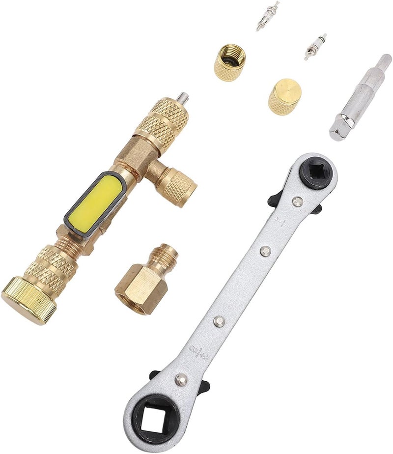 Valve Core Remover Tool with Dual Size SAE 1/4in and 5/16in, Valve Core Remover Installer Tool for R22 R12 R407 R410 R404 R32 AC System, Brass Dual Head Valve Core (34pc Set) - Image 4