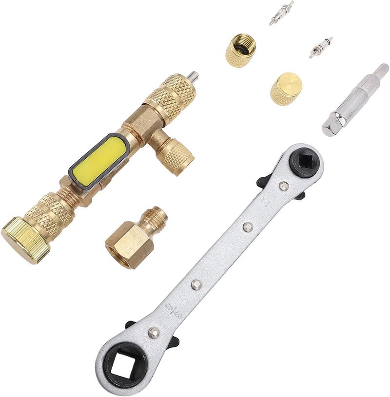 Valve Core Remover Tool with Dual Size SAE 1/4in and 5/16in, Valve Core Remover Installer Tool for R22 R12 R407 R410 R404 R32 AC System, Brass Dual Head Valve Core (34pc Set) - Image 3