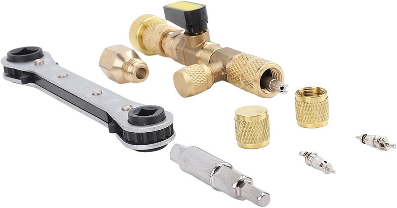 Valve Core Remover Tool with Dual Size SAE 1/4in and 5/16in, Valve Core Remover Installer Tool for R22 R12 R407 R410 R404 R32 AC System, Brass Dual Head Valve Core (34pc Set) - Image 2