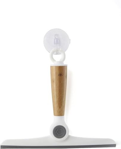 Full Circle Wipe Out Pivoting Shower Squeegee with Hanging Hook, White, 2 Piece - Image 1